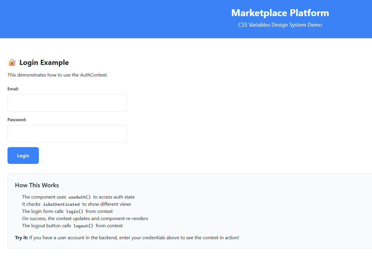 Marketplace authentication screen 2